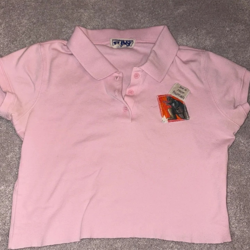 Light pink cropped polo short sleeve